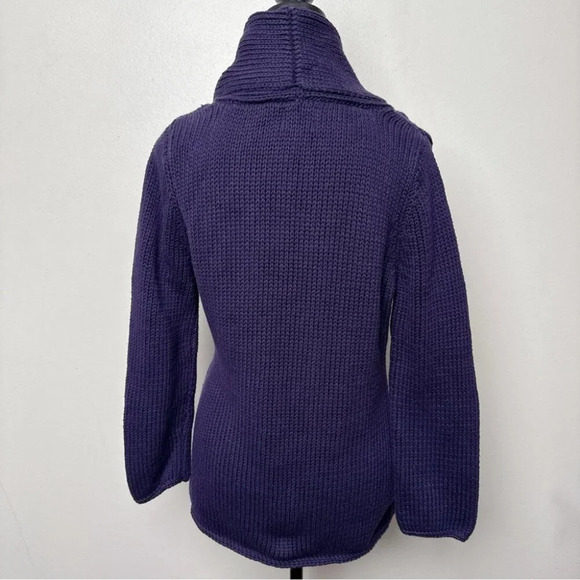 Pure Handknit womens Xsmall/Small Chunky Purple Belt Buckle Cardigan - Picture 2 of 14